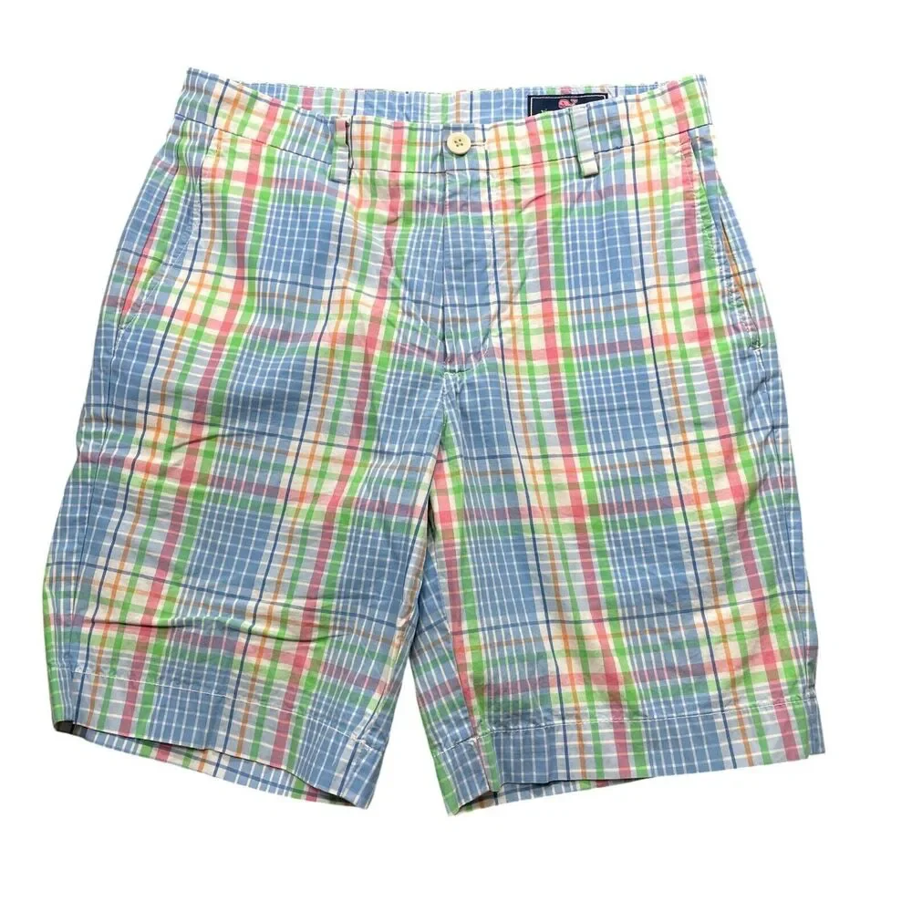 Vineyard Vines‎ 32 Breaker Shorts Plaid Pockets Zipper